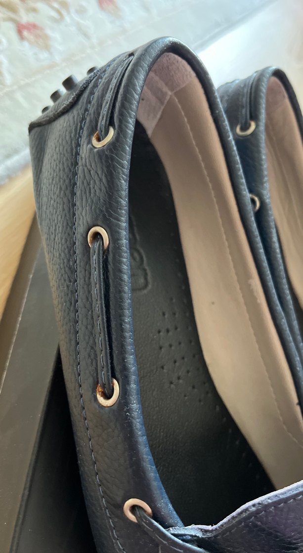 Klasik Mavi Deri Tokalı Kadın Babet - Görsel 5