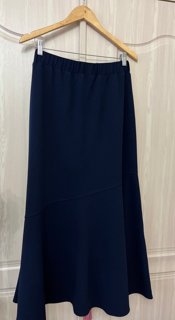 BURÇAK Kadın Lacivert Uzun Drapeli Etek - Görsel 2