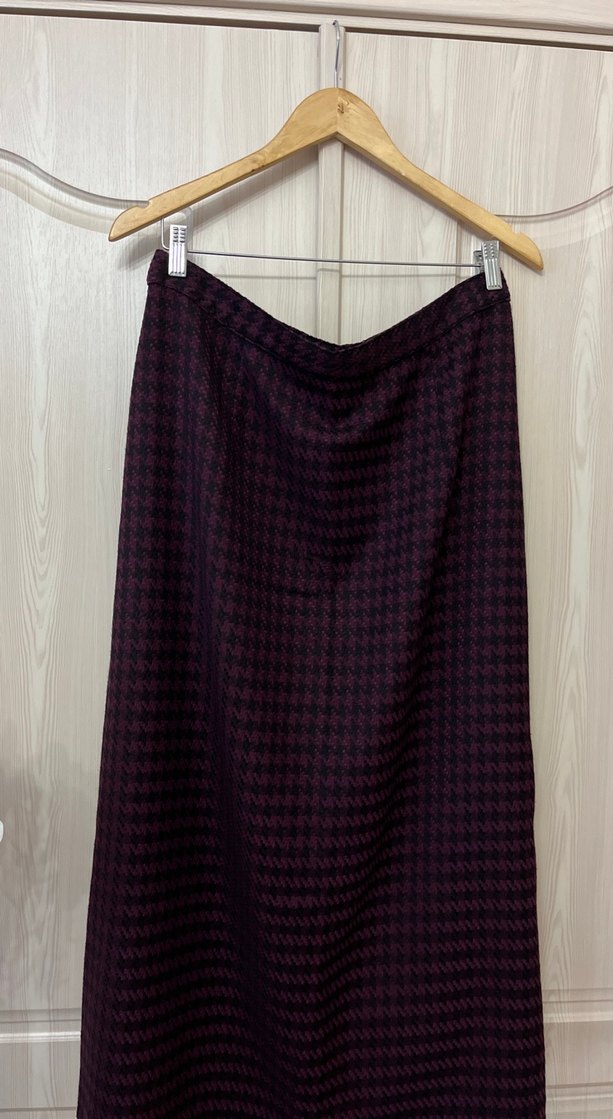 Bordo Drapeli Kadın Uzun Etek - Görsel 2