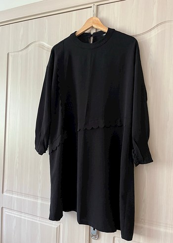 Kadın Siyah Keten Midi Tunik