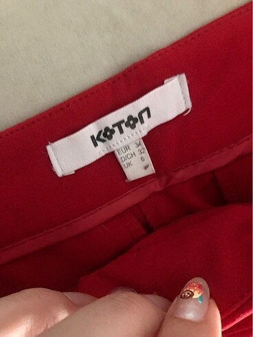Koton KIRMIZI KUMAŞ PANTOLON