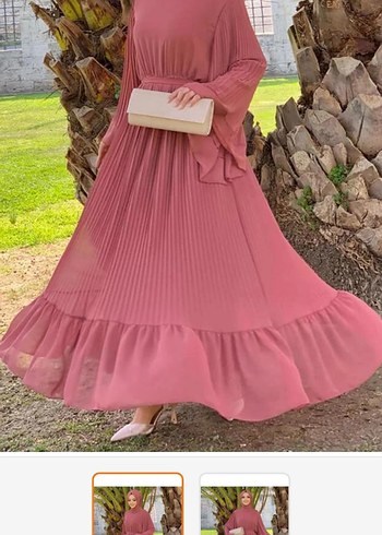 Pudra Piliseli Uzun Bohem Elbise - Görsel 2