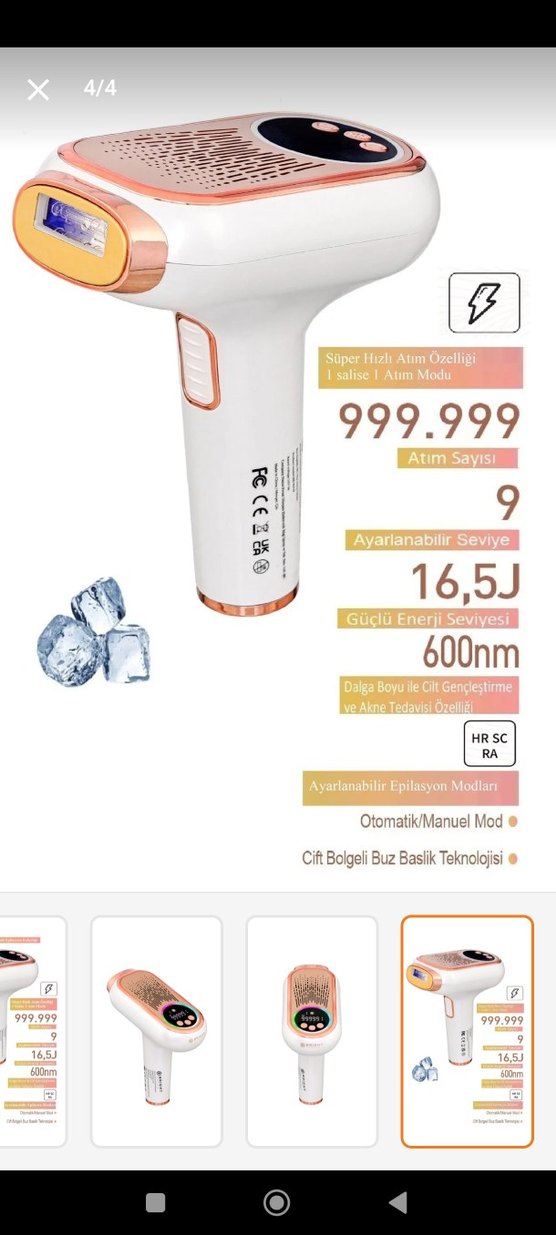 Ayarlanabilir Epilasyon Modlu Beyaz Lazer Epilasyon Cihazı - Görsel 2