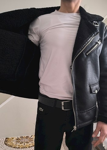 Deri Siyah Erkek Ceket, Normal Boy, Tokalı - Görsel 3