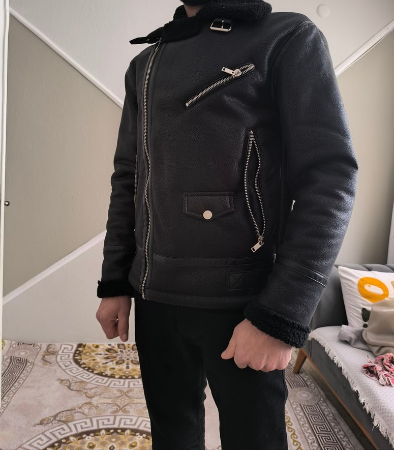 Deri Siyah Erkek Ceket, Normal Boy, Tokalı - Görsel 4