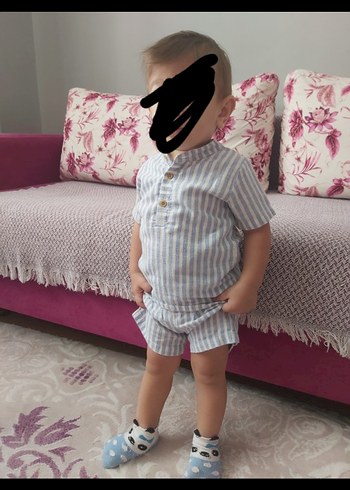 HelloBaby Mavi Çizgili Kısa Kollu Erkek Gömlek