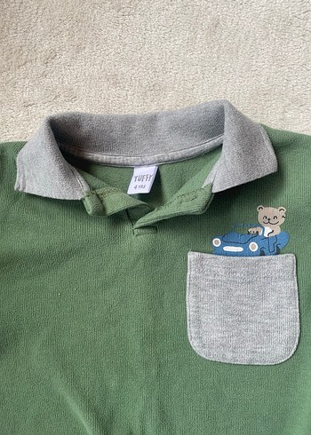 Erkek Çocuk Yeşil Gri Yakalı Sweatshirt - Görsel 2