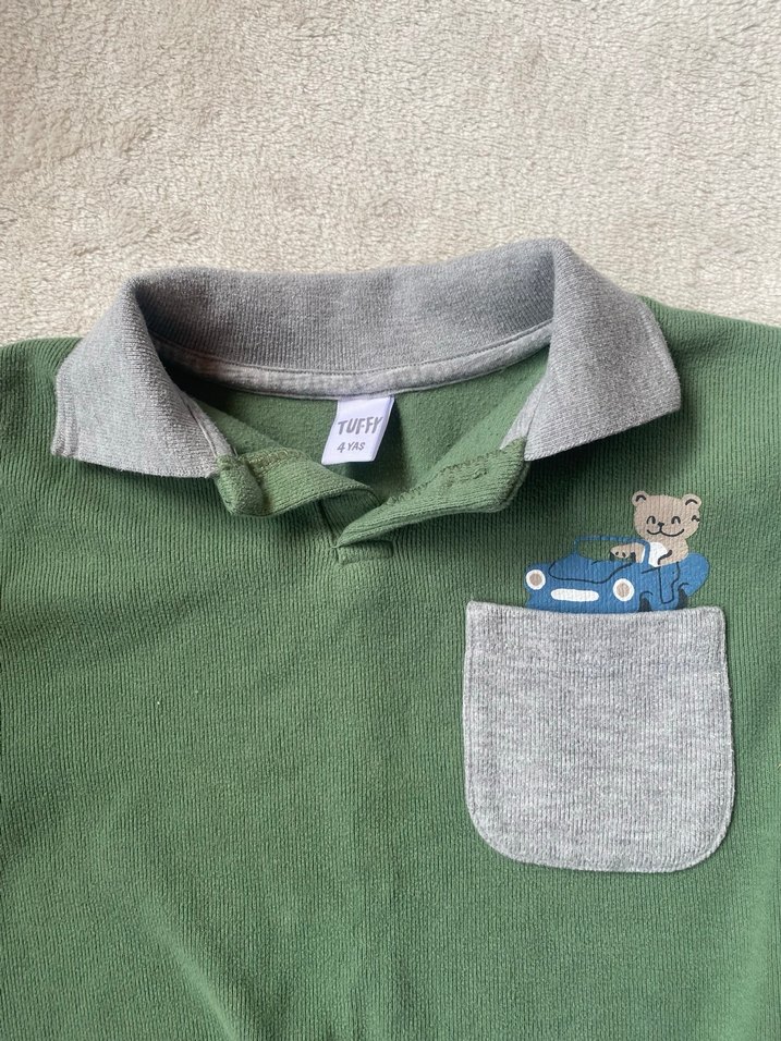 Erkek Çocuk Yeşil Gri Yakalı Sweatshirt - Görsel 2