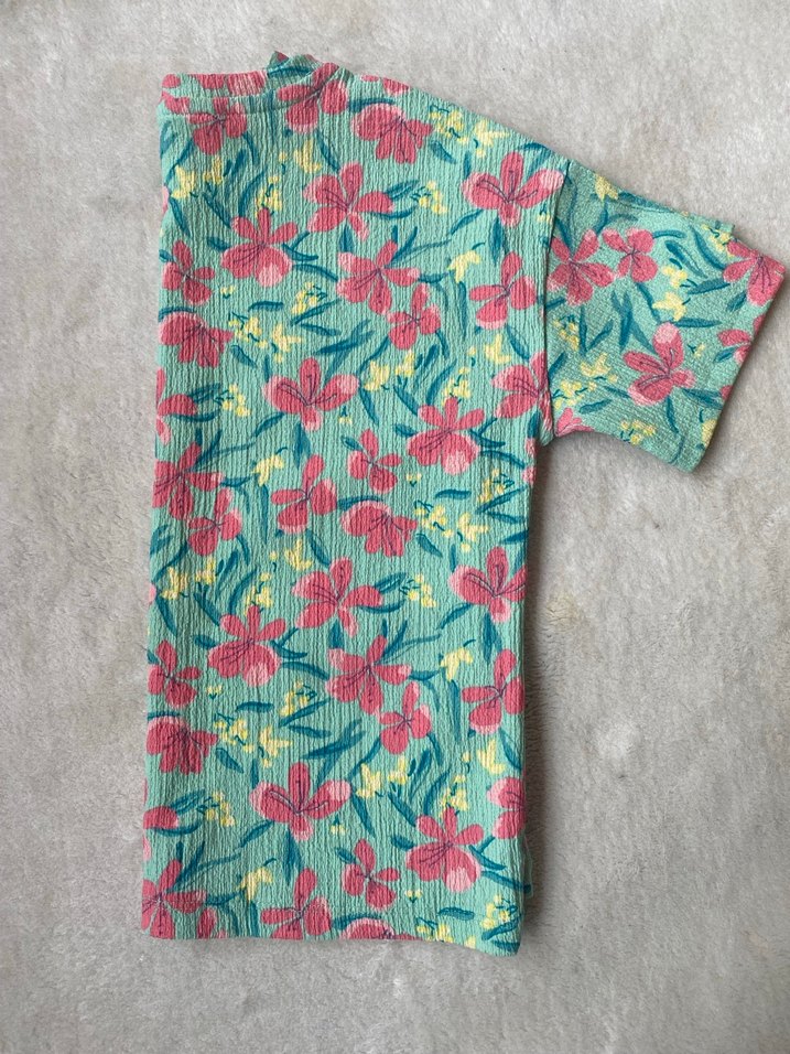 Kız Çocuk Çok Renkli Çiçekli Örgü Tişört - Görsel 2