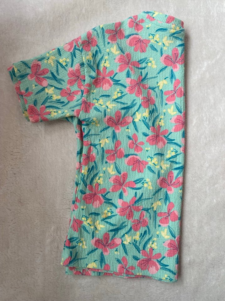 Kız Çocuk Çok Renkli Çiçekli Örgü Tişört - Görsel 3