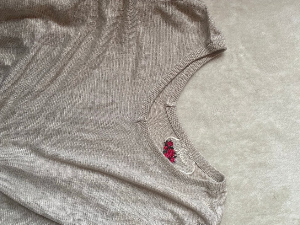 Bej V Yaka Uzun Kollu Kadın Triko - Görsel 3