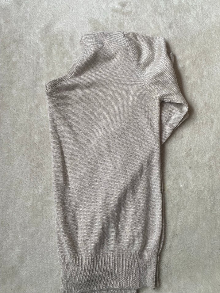 Bej V Yaka Uzun Kollu Kadın Triko - Görsel 2