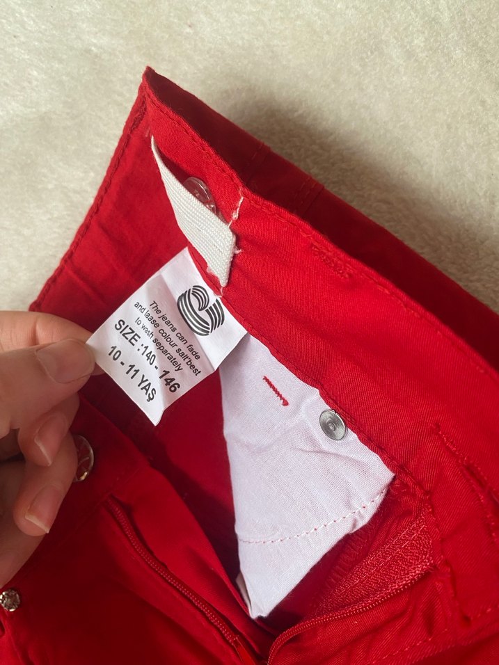 Düğmeli Kırmızı kız çocuk Etek - Görsel 4