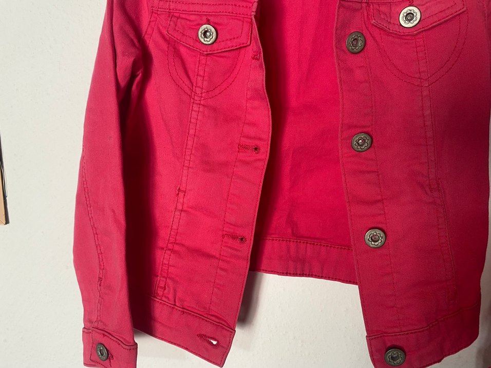 Kız Çocuk Pembe Düğmeli Ceket - Görsel 5