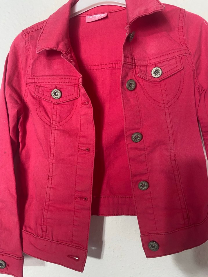 Kız Çocuk Pembe Düğmeli Ceket - Görsel 2