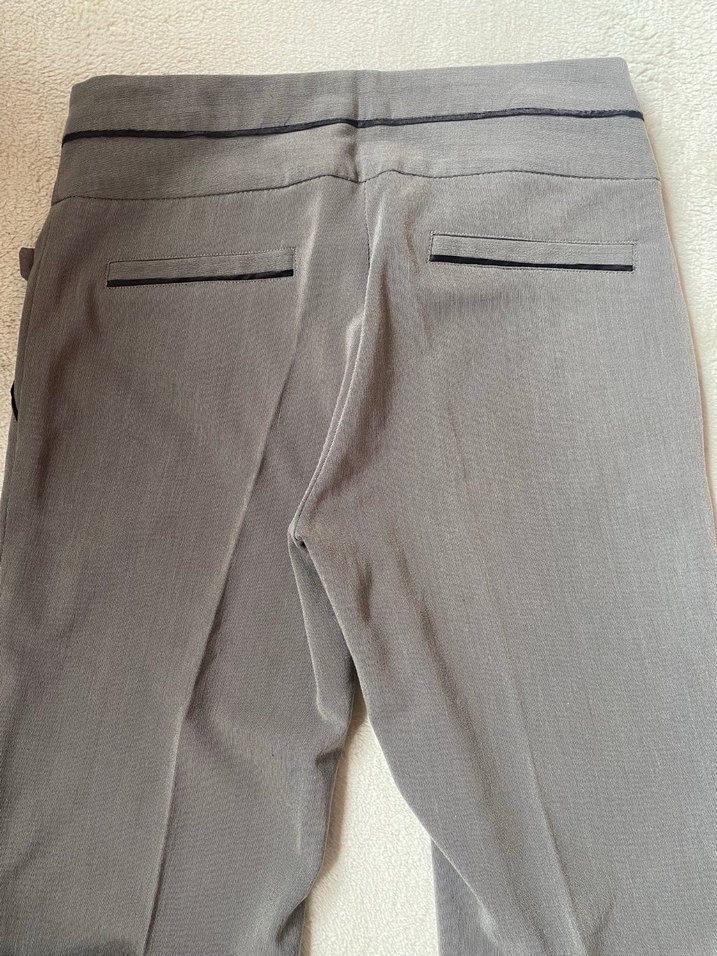 Düğmeli Gri Kadın Kumaş Pantolon - Görsel 3
