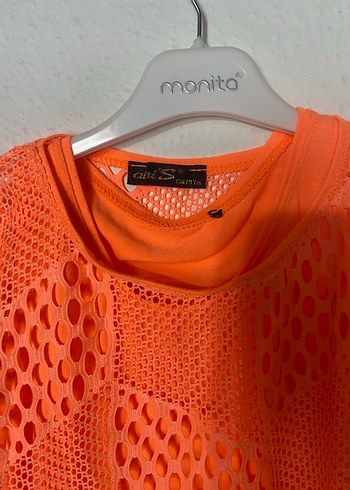 Turuncu Dantel Detaylı Kız Bluzu - Görsel 2