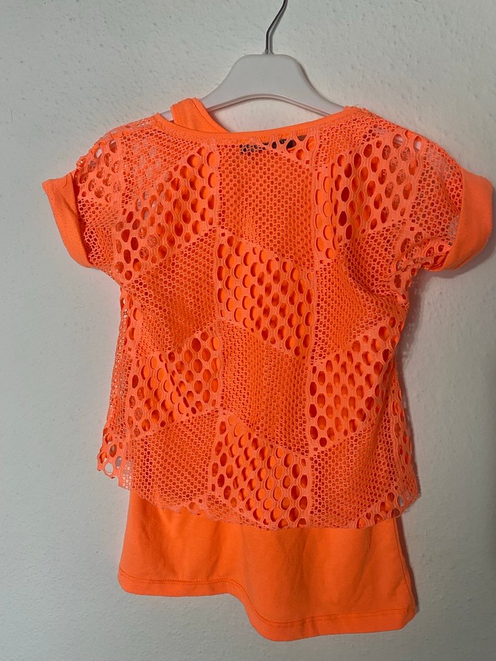 Turuncu Dantel Detaylı Kız Bluzu - Görsel 3
