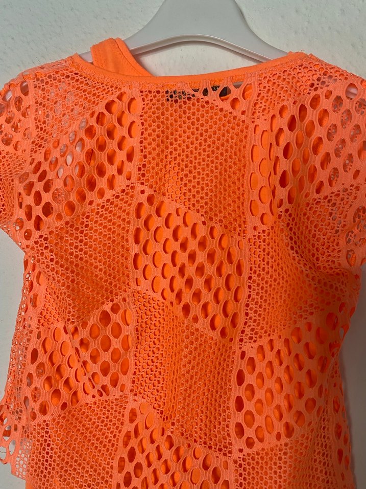 Turuncu Dantel Detaylı Kız Bluzu - Görsel 4