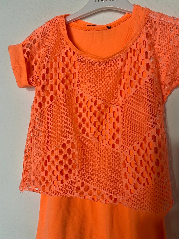 Turuncu Dantel Detaylı Kız Bluzu - Görsel 5