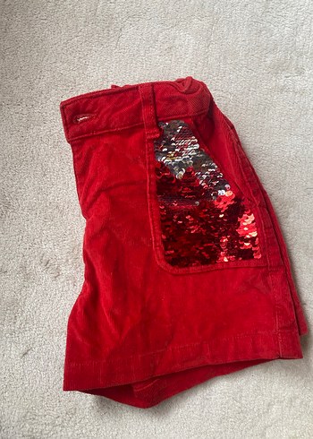 Kız Çocuk Kırmızı Payetli Rahat Şort - Görsel 3