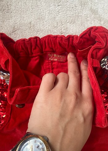 Kız Çocuk Kırmızı Payetli Rahat Şort - Görsel 4