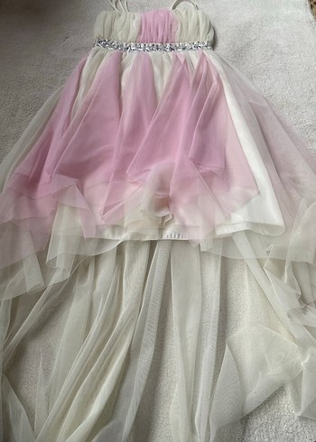 Pembe Drapeli Askılı Kız Elbisesi - Görsel 3