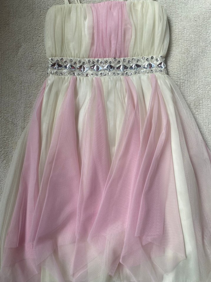 Pembe Drapeli Askılı Kız Elbisesi - Görsel 2