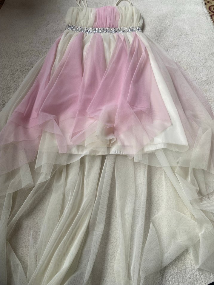 Pembe Drapeli Askılı Kız Elbisesi - Görsel 3