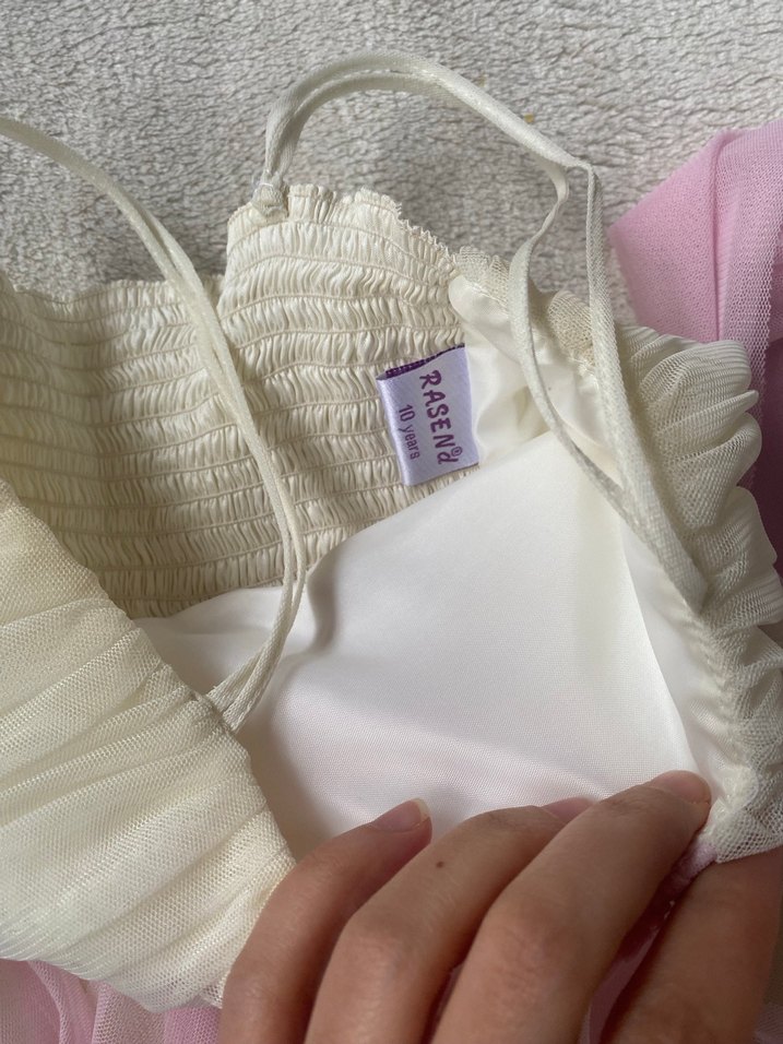 Pembe Drapeli Askılı Kız Elbisesi - Görsel 4