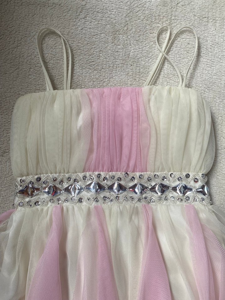 Pembe Drapeli Askılı Kız Elbisesi - Görsel 5