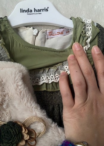 Kız Çocuk Yün Nakışlı Uzun Kollu Elbise - Görsel 5