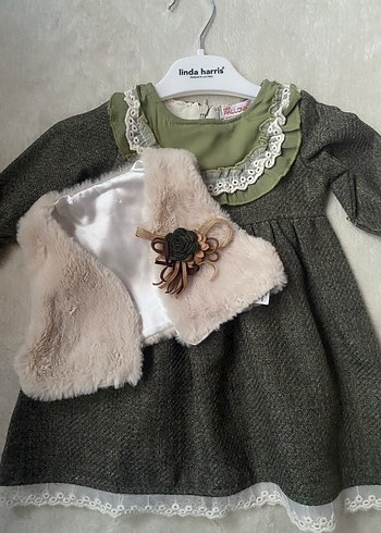 Kız Çocuk Yün Nakışlı Uzun Kollu Elbise - Görsel 4