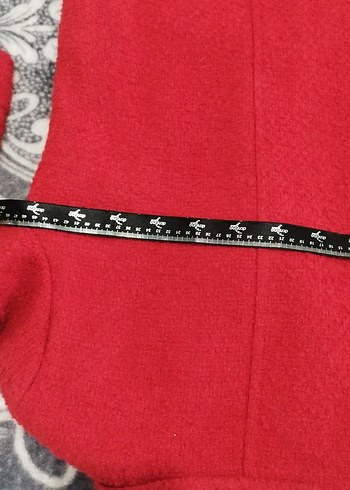 Kırmızı, Gold Düğmeli,Midi Kadın Kaban - Görsel 12