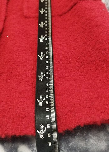 Kırmızı, Gold Düğmeli,Midi Kadın Kaban - Görsel 7