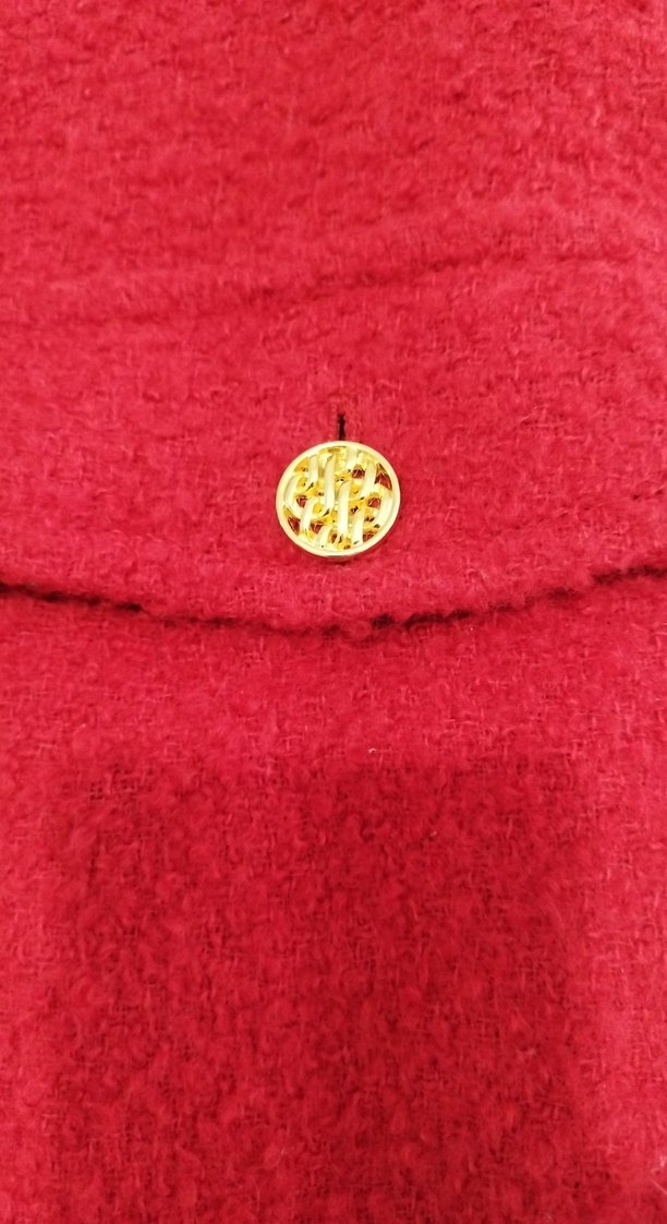 Kırmızı, Gold Düğmeli,Midi Kadın Kaban - Görsel 4