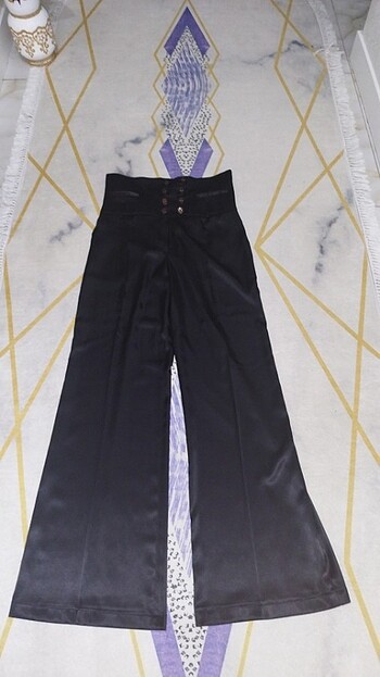 Saten yüksek bel siyah pantolon  - Görsel 7