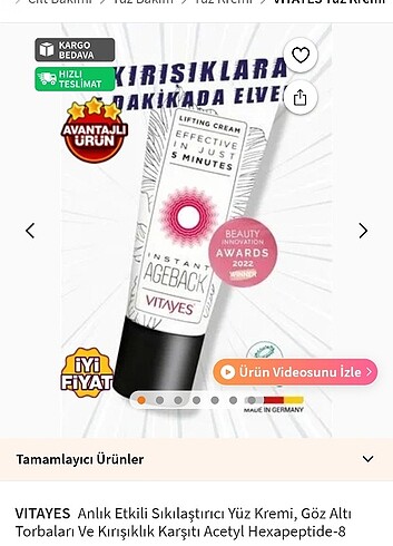 Vitayes AGEBACK Anında botoks etkisi  - Görsel 6