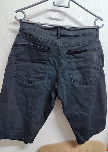 Erkek Siyah Kot Kemerli Mini Şort - Görsel 3