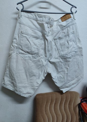 Düğmeli Beyaz Erkek Denim Şort - Görsel 2