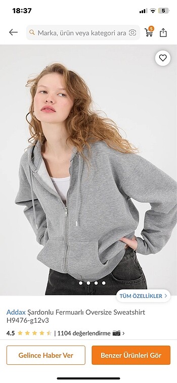Addax addax oversize gri hırka