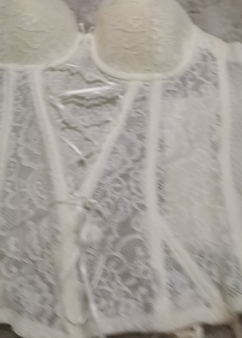 Beyaz Bohem Midi Dantel Büstiyer Sütyen Takımı - Görsel 3