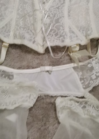 Beyaz Bohem Midi Dantel Büstiyer Sütyen Takımı - Görsel 2