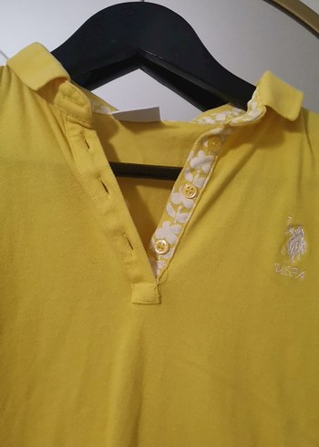 Sarı Polo Yaka Kısa Kollu Kadın Tişört - Görsel 2