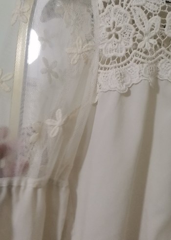 Dantel Detaylı Beyaz Bohem Kadın Bluz - Görsel 3