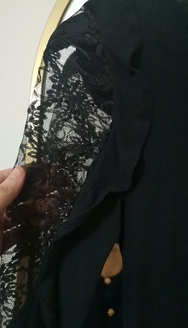 Dantel Detaylı Siyah Uzun Kollu Kadın Bluz - Görsel 3