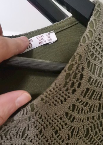 Gri Uzun Kollu Dantel Triko Elbise - Görsel 4