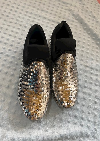 Yılan Desenli Payetli Platform Sneakers - Görsel 2