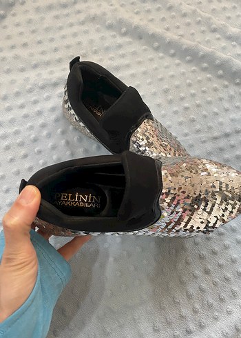 Yılan Desenli Payetli Platform Sneakers - Görsel 5