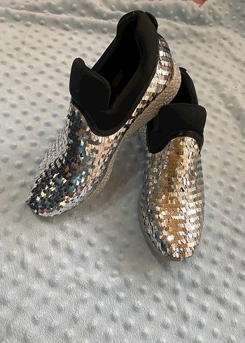 Yılan Desenli Payetli Platform Sneakers - Görsel 3